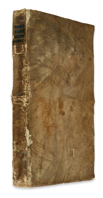 MAZZOCCHI, JACOPO or GIACOMO. Epigrammata antiquae urbis.  1521.  Lacks errata/colophon leaf.